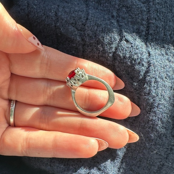 Real silver ruby ring size 7. - Picture 2 of 3